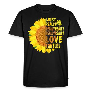 J'aime vraiment vraiment les tortues femmes tournesol - T-shirt Premium bio Homme - noir - Devant - Nico (187cm)