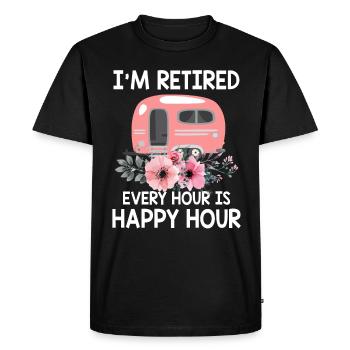 Je suis à la retraite chaque heure est une happy hour drôle de camping - T-shirt Premium bio Homme - noir - Devant - Nico (187cm)