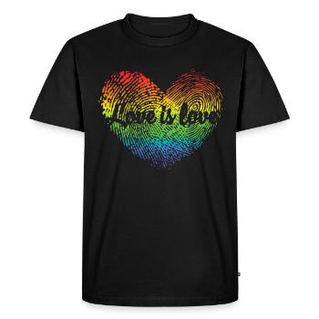 L'amour est l'amour LGBT Pride Fingerprint Heart Supports - T-shirt Premium bio Homme - noir - Devant - Nico (187cm)