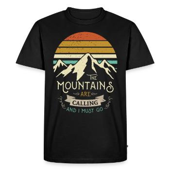 Les montagnes appellent et je dois aller au BERG NATUR - T-shirt Premium bio Homme - noir - Devant - Nico (187cm)