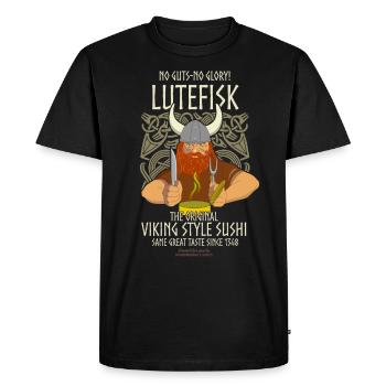 Lutefisk Viking Sushi - Men's Premium Organic T-Shirt - black - Front - Nico (187cm)