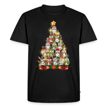 Hiboux arbre de noël drôle hibou amoureux sarcastique - T-shirt Premium bio Homme - noir - Devant - Nico (187cm)