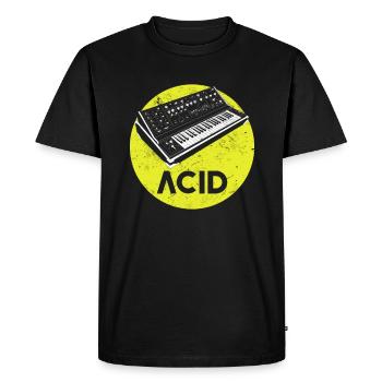 Retro Synthesizer Acid Techno House Analog - Men's Premium Organic T-Shirt - black - Front - Nico (187cm)