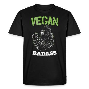 Vegan Badass Gorilla Fitness Workout Gym Puissance - T-shirt Premium bio Homme - noir - Devant - Nico (187cm)