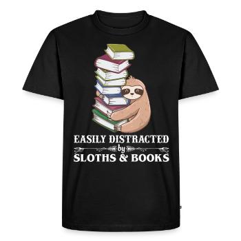 T-shirt facilement distrait par les paresseux et les livres - T-shirt Premium bio Homme - noir - Devant - Nico (187cm)