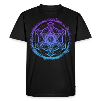 Symbole de géométrie sacrée de gradient de cube de Metatron - T-shirt Premium bio Homme - noir - Devant - Nico (187cm)
