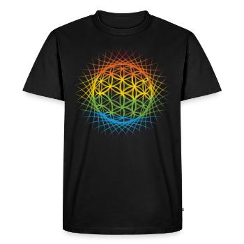 Géométrie sacrée du soleil fleur de vie colorée - T-shirt Premium bio Homme - noir - Devant - Nico (187cm)