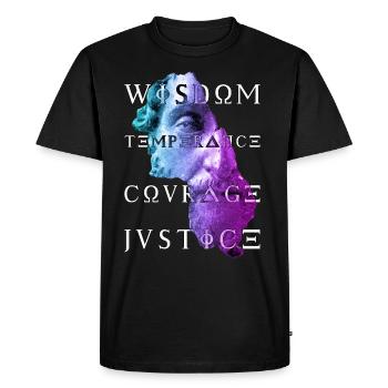 Marcus Vertus du stoïcisme Sagesse Courage Justice - T-shirt Premium bio Homme - noir - Devant - Nico (187cm)
