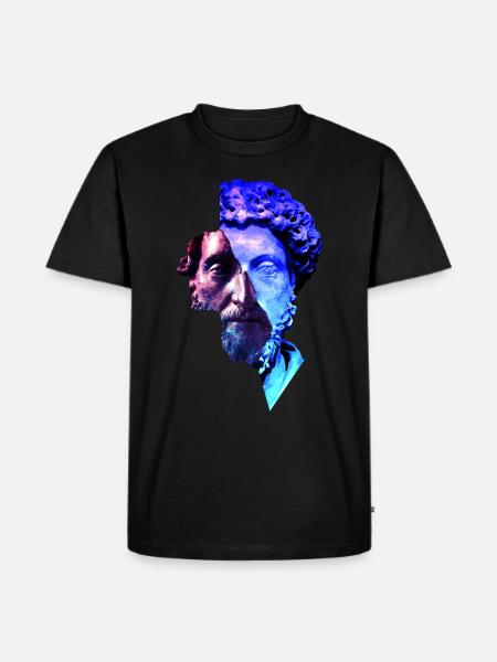Stoicyzm Marcus Aurelius Purple Uniwersum Artwork - Ekologiczna koszulka męska Premium - czarny