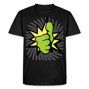 Thumbs up nicely - Men's Premium Organic T-Shirt - black - Front - Nico (187cm)