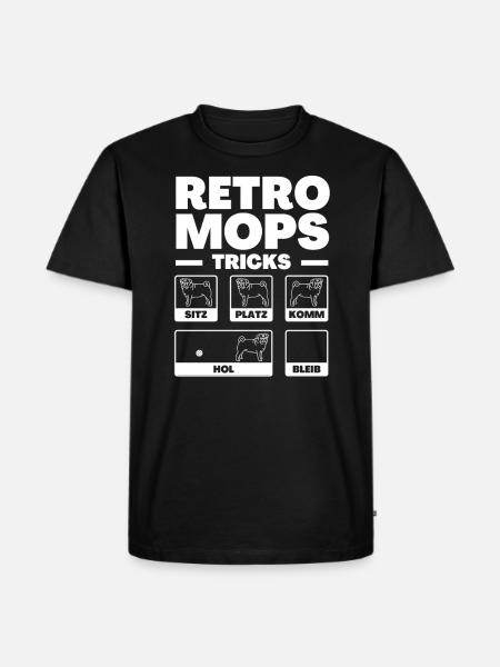 Retro-Mops - Männer Premium Bio T-Shirt - Schwarz