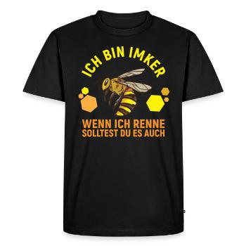 Ich bin Imker wenn ich renne Bienenzüchter - Männer Premium Bio T-Shirt - Schwarz - Vorne - Nico (187cm)
