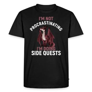Je ne tergiverse pas, je fais des quêtes secondaires - T-shirt Premium bio Homme - noir - Devant - Nico (187cm)