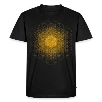 Fleur de vie dimensionnelle fractale - T-shirt Premium bio Homme - noir - Devant - Nico (187cm)