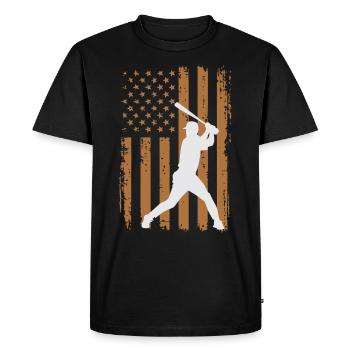 Vintage Baseball Player American Flag Patriotic - Men's Premium Organic T-Shirt - black - Front - Nico (187cm)