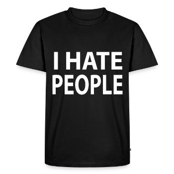 I Hate People. Je déteste les gens - T-shirt Premium bio Homme - noir - Devant - Nico (187cm)