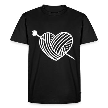Knitting Wool Heart - Men's Premium Organic T-Shirt - black - Front - Nico (187cm)