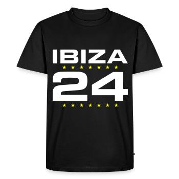 Ibiza 24 - Men's Premium Organic T-Shirt - black - Front - Nico (187cm)