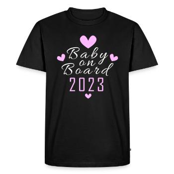 Baby on Board pregnant pregnancy 2023 - Men's Premium Organic T-Shirt - black - Front - Nico (187cm)