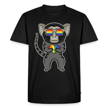 LGBT Animal Monkey Marmoset Rainbow - Men's Premium Organic T-Shirt - black - Front - Nico (187cm)