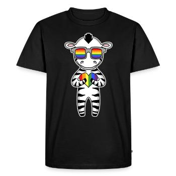 LGBT Animal Zebra Rainbow - Men's Premium Organic T-Shirt - black - Front - Nico (187cm)