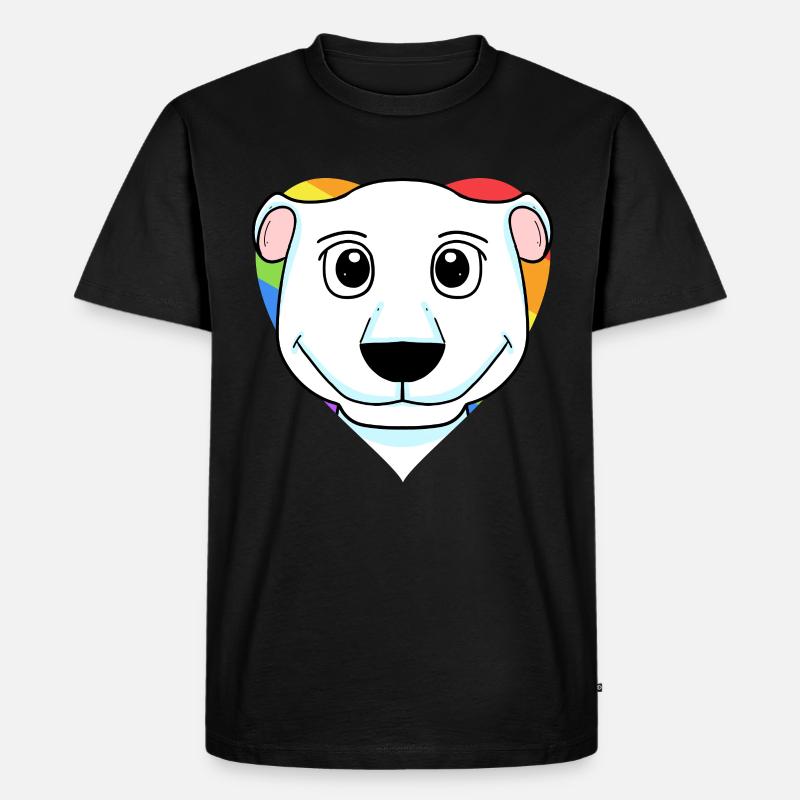 LGBT Tier Eisbär Regenbogen Herz - Männer Premium Bio T-Shirt - Schwarz