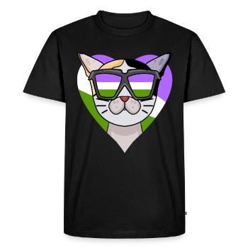 Genderqueer Chat Lgbt Bobtail japonais - T-shirt Premium bio Homme - noir - Devant - Nico (187cm)