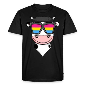 Pansexual cow - cow with glasses - Men's Premium Organic T-Shirt - black - Front - Nico (187cm)