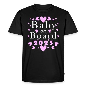Bébé 2023Fille enceinte 2023 Grossesse - T-shirt Premium bio Homme - noir - Devant - Nico (187cm)
