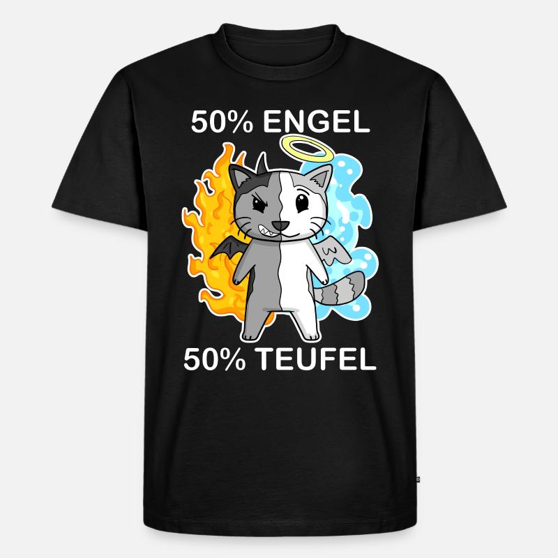 Katze Engel und Teufel - Männer Premium Bio T-Shirt - Schwarz