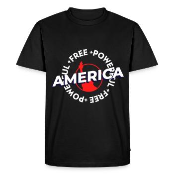 Liberté puissante - T-shirt Premium bio Homme - noir - Devant - Nico (187cm)