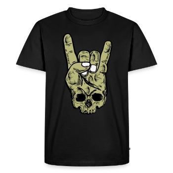 Heavy metal skull with devil horns gift - Men's Premium Organic T-Shirt - black - Front - Nico (187cm)