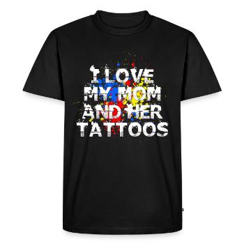 J'aime ma maman tatouée - T-shirt Premium bio Homme - noir - Devant - Nico (187cm)