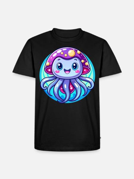 Méduse mignonne - T-shirt Premium bio Homme - noir