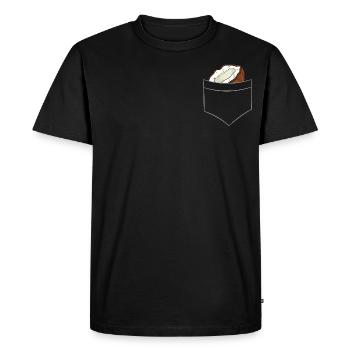 Coconut - In chest pocket / shirt pocket - Men's Premium Organic T-Shirt - black - Front - Nico (187cm)
