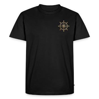 Kompass in Gold - Männer Premium Bio T-Shirt - Schwarz - Vorne - Nico (187cm)