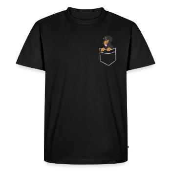 Teckel - Dans la poche poitrine / poche chemise - T-shirt Premium bio Homme - noir - Devant - Nico (187cm)