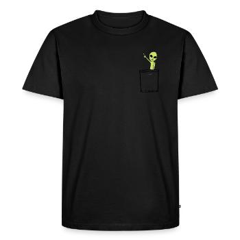 chest pocket friend - Alien - Men's Premium Organic T-Shirt - black - Front - Nico (187cm)