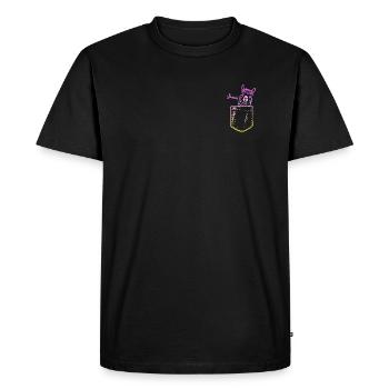 Alpaca in a pocket look - chest pocket - Men's Premium Organic T-Shirt - black - Front - Nico (187cm)