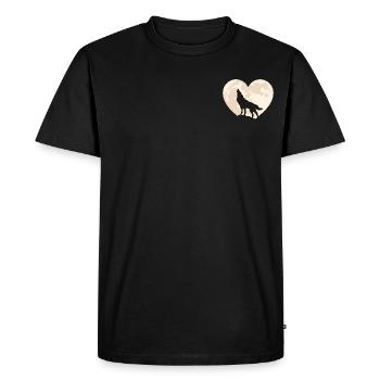 Loup Loups Lune Coeur Amour Nature - T-shirt Premium bio Homme - noir - Devant - Nico (187cm)
