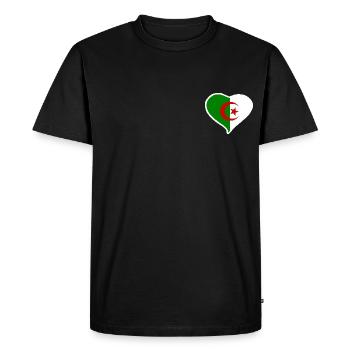 Drapeau coeur Algérie - T-shirt Premium bio Homme - noir - Devant - Nico (187cm)