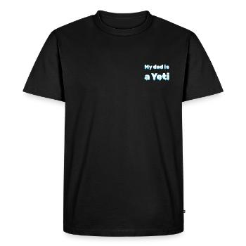 « Mon père est un yéti » | Conception de la glace - T-shirt Premium bio Homme - noir - Devant - Nico (187cm)