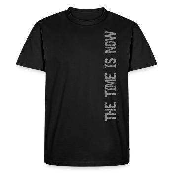 Le temps est maintenant - T-shirt Premium bio Homme - noir - Devant - Nico (187cm)