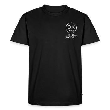 Pourquoi est-ce si grave ? (blanc) - T-shirt Premium bio Homme - noir - Devant - Nico (187cm)