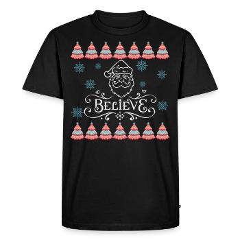 Thème de Noël laid Believe in Santa Quote - T-shirt Premium bio Homme - noir - Devant - Nico (187cm)