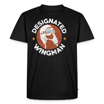Funny Wingman Friend Aviator Pilot Gift Idea - Men's Premium Organic T-Shirt - black - Front - Nico (187cm)