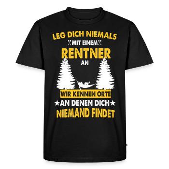 Pensioner saying - Men's Premium Organic T-Shirt - black - Front - Nico (187cm)