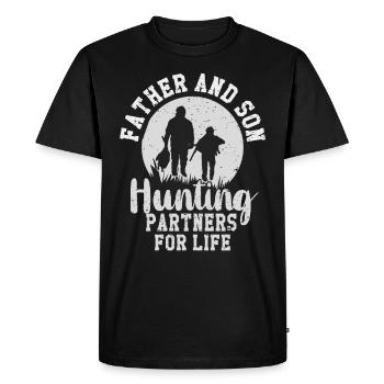 Père et fils partenaire de chasse. Chasse chasse - T-shirt Premium bio Homme - noir - Devant - Nico (187cm)