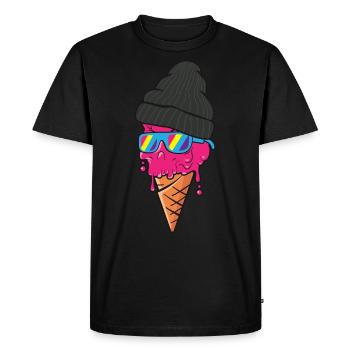 Glace fraîche - T-shirt Premium bio Homme - noir - Devant - Nico (187cm)