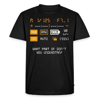 Idée cadeau pour un photographe photographe modèle - T-shirt Premium bio Homme - noir - Devant - Nico (187cm)